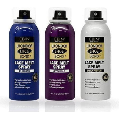 Ebin New York Wonder Lace Bond Lace Melt Spray Silk Protein/Keratin/Vitamin E 80ml - gtwtoporld.com