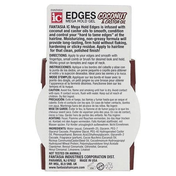 Fantasia ic Edges Mega Hold Gel Coconut &amp; Castor Oil 64g - gtwtoporld.com