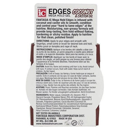 Fantasia ic Edges Mega Hold Gel Coconut &amp; Castor Oil 64g - gtwtoporld.com