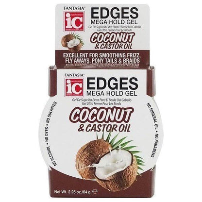 Fantasia ic Edges Mega Hold Gel Coconut &amp; Castor Oil 64g - gtwtoporld.com