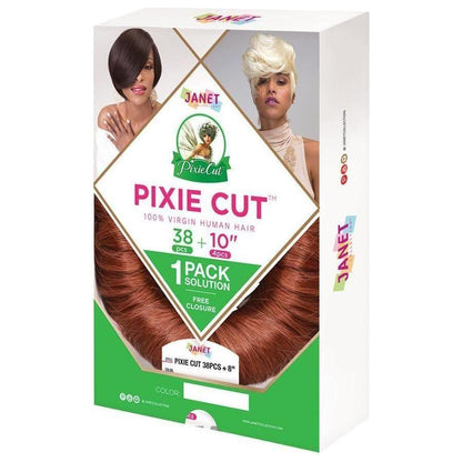 Janet Collection Pixie Cut 38pcs + 10"(4 pcs) 100% Virgin Echthaar - gtwtoporld.com