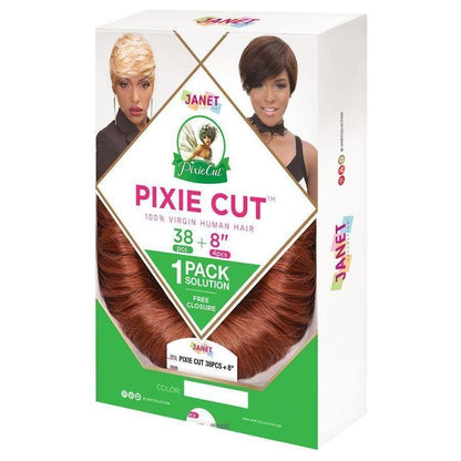 Janet Collection Pixie Cut 38pcs + 8"(4pcs) 100% Virgin Echthaar - gtwtoporld.com