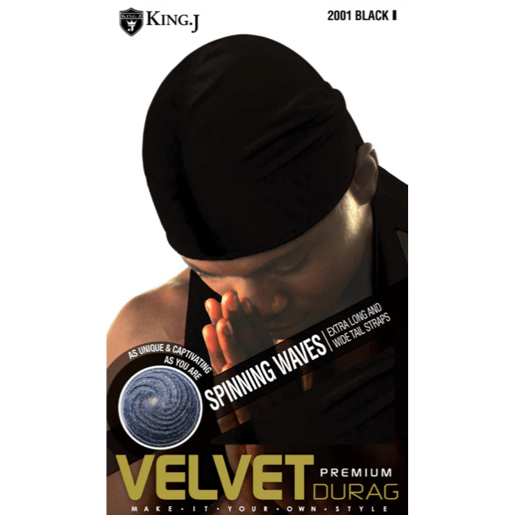 King.J Permium Velvet Durag Black (2001) - gtwtoporld.com