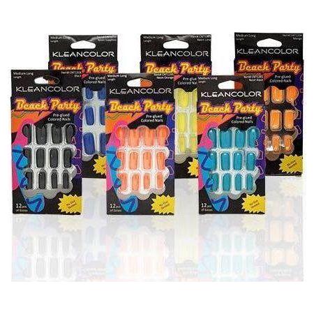 Kleancolor Beach Party Pre - glued Colored Nails 12 Pcs of 6 Sizes - gtwtoporld.com