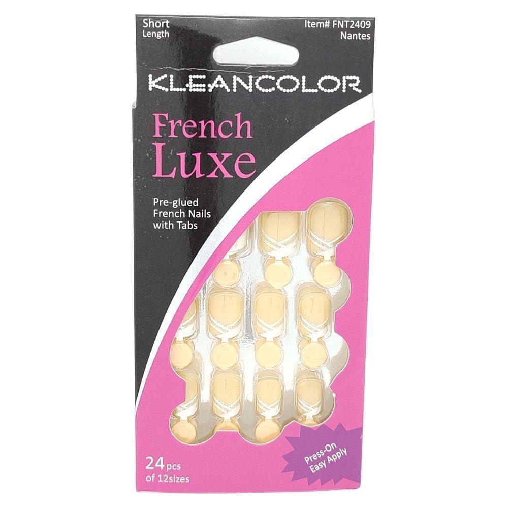 Kleancolor French Luxe Pre - glued French Nails With Tabs 24 Pcs Of 12 Sizes - gtwtoporld.com
