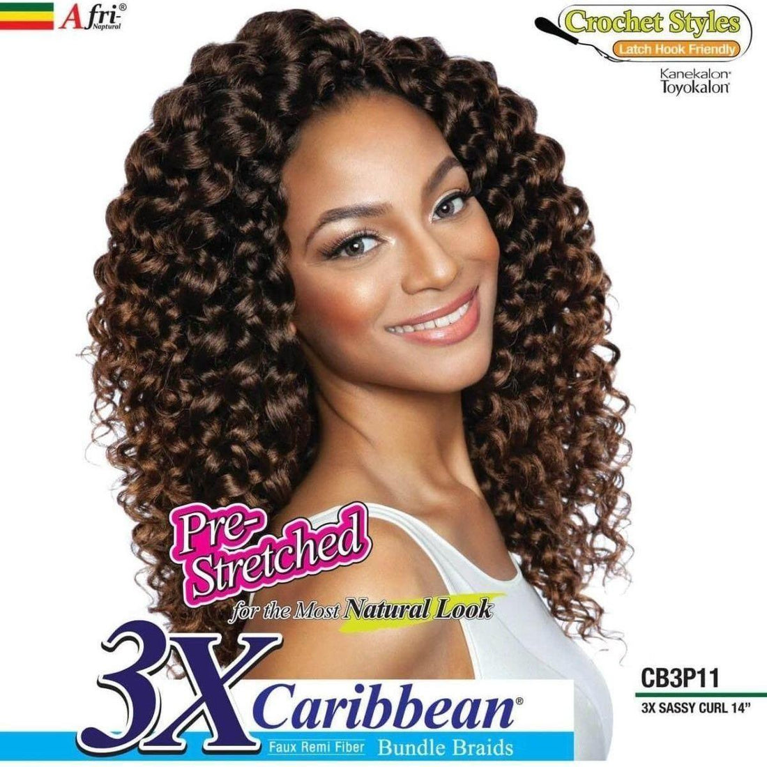 Mane Concept Afri - Naptural Caribbean 3X Sassy Curl Crochet Braid Kanekalon + Toyokalon Fiber 14" - gtwtoporld.com