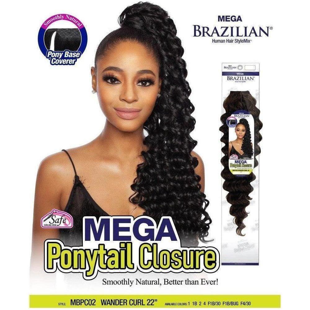 Mega Brazilian Ponytail Closure Human WANDER CURL 22" - gtwtoporld.com