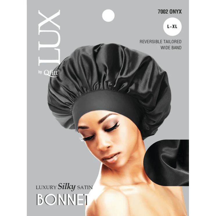Qfitt LUX Silky Satin Bonnet - (XL &amp; Jumbo) Onyx - gtwtoporld.com
