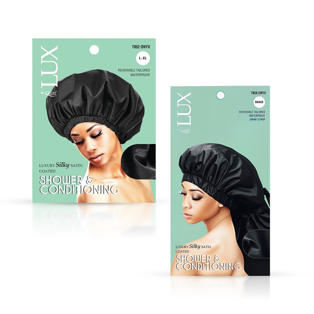 Qfitt Luxury Silky Satin Coated Shower &amp; Conditioning Cap- Onyx - gtwtoporld.com