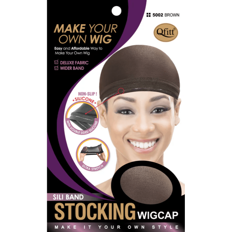 Qfitt Sili Band Stocking Wig Cap - Brown (5002) - gtwtoporld.com