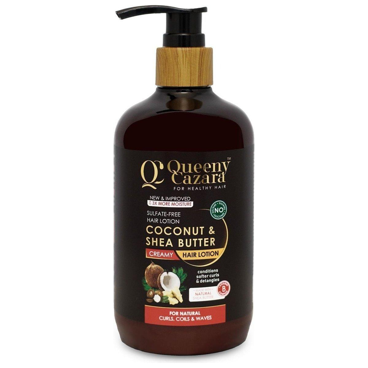 Queeny Cazara Coconut &amp; Shea Butter Hair Lotion 350 ml - gtwtoporld.com
