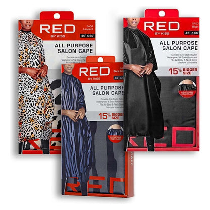 Red By Kiss All Purpose Salon Cape 45* X 60* Black/Leapard/Zebra Black - gtwtoporld.com