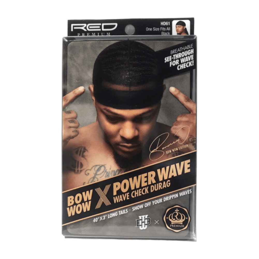 Red By Kiss Premium Bow Wow X Power Wave Check Durag Black - gtwtoporld.com