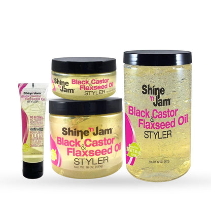 Shine - n - Jam Black Castor &amp; Flaxseed Oil Gel - gtwtoporld.com