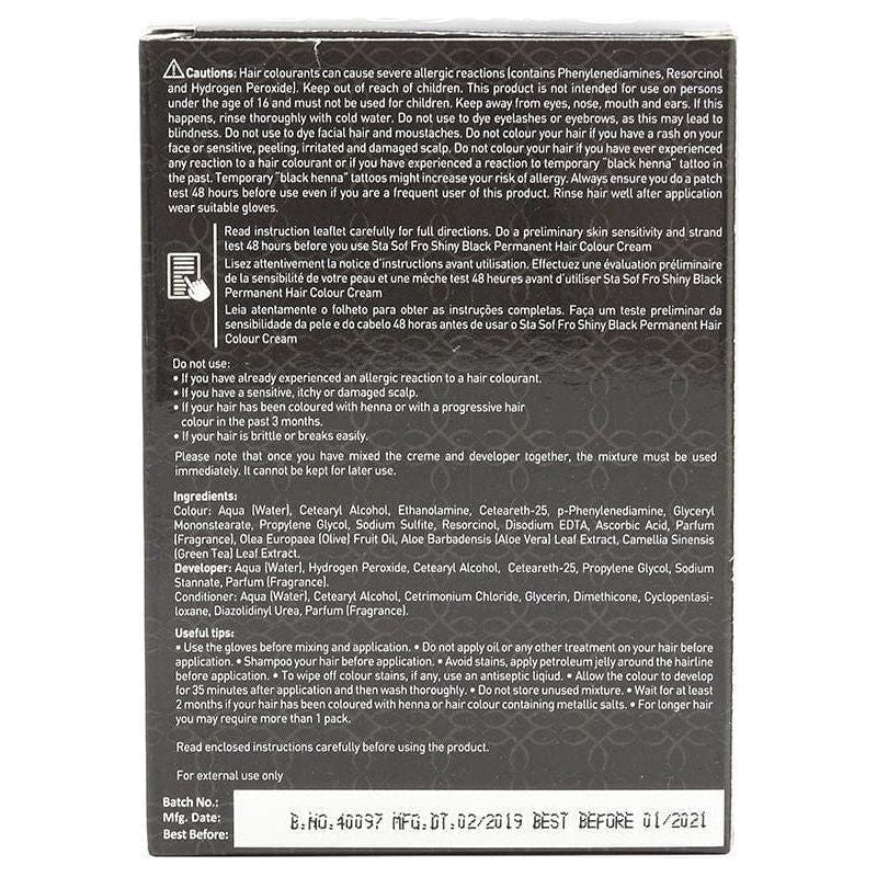 Sta - Sof - Fro Shiny Black Permanent Hair Colour Cream - gtwtoporld.com