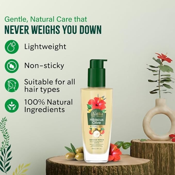Vatika Naturals Rituals Hibiscus Olive Hair OIL 100ml - gtwtoporld.com